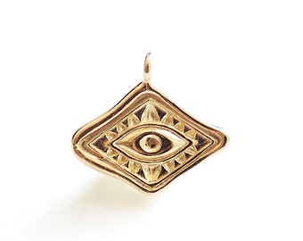 Small Evil Eye Charm - 18k vermeil gold plated 925 Sterling Silver, Diamond Shaped Evil Eye, Eye of Ra Good luck Protection, DIY Jewelry,495