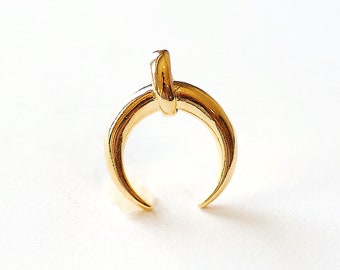 Crescent Moon Pendant Charm - 18k gold plated over 925 Sterling Silver, Half Moon Charm, Horn, Tusk, Diy Craft Jewelry Parts, J279