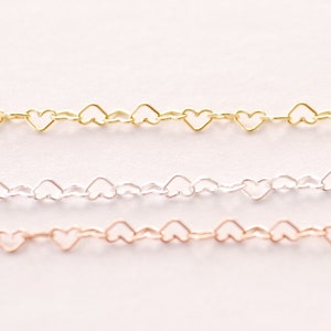 3.2mm Heart Chain - 925 sterling silver 14k Gold Filled or 14k Rose Gold Filled Heart Cable Chain Wholesale Jewelry Making Heart chain