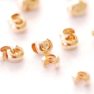 10 pcs Gold Filled 3mm Crimp Cover Findings Fits 2mm Crimps Gold Crimp Cover Beading Crimp Covers Cable thimbles Wholesale Findings GFCH2-53