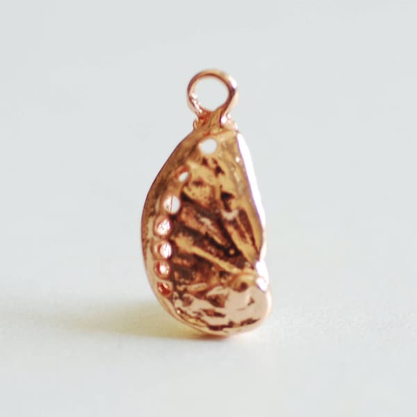 Pink Rose Gold Abalone Shell Charm- Vermeil, cowrie shell, nautical sea shell, oyster shell, seashell charm, beach ocean, shell charm, 372