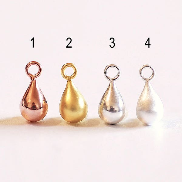 Sterlingzilver, vermeil goud, vermeil roségouden gezwollen druppelbedel, druppelvormige kralen, druppelhanger, ovale bedel, regendruppel, 5 mm x 10 mm, 6