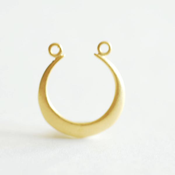 Matte Gold Crescent Moon Connector Charm- Half moon link spacer charm, horizontal 2 holes, curved moon, U Shaped, Gold Moon Charm, Bulk, 364