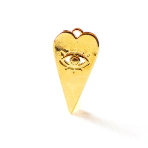 Evil Eye Heart Charm- 18k Gold Vermeil plated over 925 Sterling Silver, Heart Shaped Charm Pendant, Evil Eye Jewelry protection Ra eye [609]