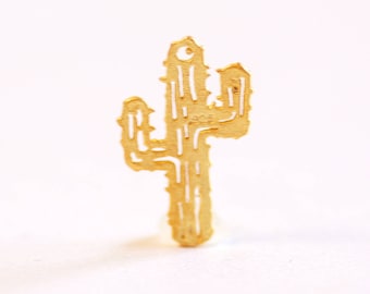 desert wild west cacti 18k rose gold over 925 sterling silver mini cactus plant pot pendant Small shiny rose goldCactus Charm vermeil