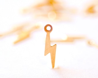 2 pcs 14k Gold Filled Lightning bolt Charm - Sterling Silver Gold Fill Bolt of Lightning Drop Wholesale Gold Filled Charms VermeilSupplies