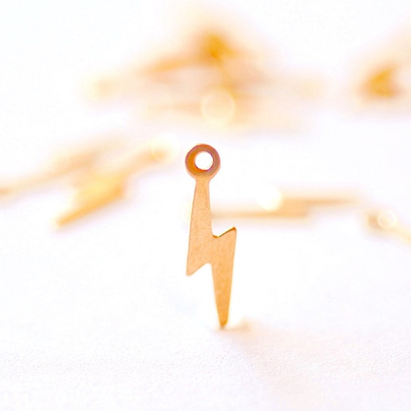 2 pcs 14k Gold Filled Lightning bolt Charm - Sterling Silver Gold Fill Bolt of Lightning Drop Wholesale Gold Filled Charms VermeilSupplies