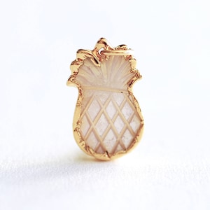 Pineapple Charm Pendant- 24k Gold Electroplated Rim, Attached Jump ring, Natural Shell, Gold Pineapple Charm, Hawaiian Pineapple Charm