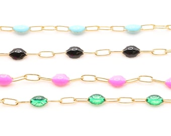 Groothandel goudgevulde emaille paperclipketting 2 x 2,5 mm getrokken kabel l permanente sieraden gekleurde ketting BULKKETEN sterlingzilver gold filled