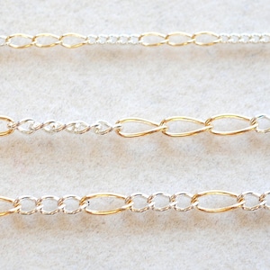 Mixed Metal Two Tone Figaro Chain 14k Gold Filled Sterling Silver l Permanent Jewelry 3 and 1 unfinished Figaro 3mm Wholesale Chain Bulk