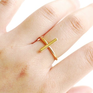 Dainty Bar Ring, Choose 925 Sterling Silver Gold or Rose Gold, Vertical Bar Ring, Stick Ring, Simple Bar Ring, Adjustable Bar Ring,Line Ring