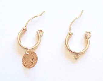 14k Gold Filled Hinged Hoops, Huggie Hoop Earrings, 13mm x 2mm Tube, Hoop Flex Earrings, Hoop earrings with Bail, Ear Post Earrings, 253