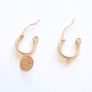 14k Gold Filled Hinged Hoops, Huggie Hoop Earrings, 13mm x 2mm Tube, Hoop Flex Earrings, Hoop earrings with Bail, Ear Post Earrings, 253