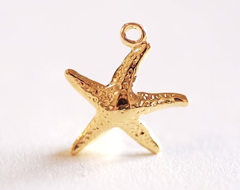 5 Gold Starfish Charms chs6691 17mm