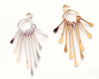 Paddle Wire Tassel Charm - 925 Sterling Silver or Vermeil 18k Gold tassel Charms tassel for earrings DIY Jewelry Making Sunburst Tassel