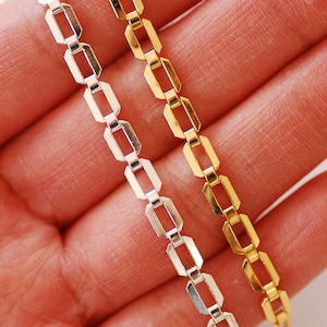 14k Gold Filled Rectangle Bracelet Chain l 4.3 x 6mm Width Paperclip Chain l Wholesale Bulk Chain Sterling Silver Permanent Jewelry BY INCH