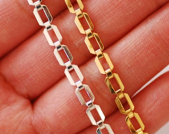 1 Foot- 14k Gold Filled Rectangle Bracelet Chain l 4.3 x 6mm Paperclip Chain l Wholesale Chain Sterling Silver Permanent Jewelry BRA-01