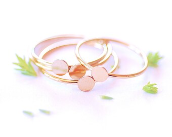 14k Gold Filled Circle Dot Disc Stacking Ring Midi Ring Thumb Ring Minimalist Ring Dainty RIng Gold Beaded Ring Bead Ring Band Ring [32]