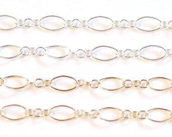 4mm 14k Gold Filled or Sterling Silver Long and Short Oval Chain