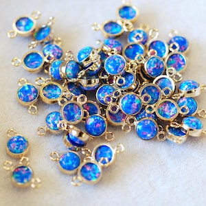 Gold Filled Opal December Blue Topaz Birthstone Gold Filled 4mm Connector Wholesale Bulk Wholesale Jewelry Making Charm Permanent Jewelry