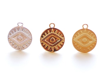 Pendants for Necklace 22x27mm 24k Shiny Gold Plated Pink Enamel Evil Eyes Charm Mini Round Evil Eye Charm Evil Eye Pendants GLD045