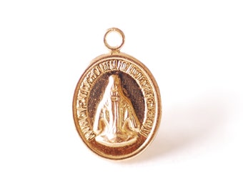 14k Gold Filled Oval Virgin Mary Charm - 14kGF Oval Religious Rosary Holy Virgin Mary Guadalupe Miraculous Holy Spirit Saint Charm
