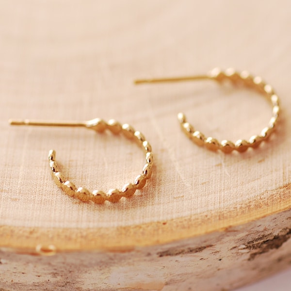 14k Gold Filled Dot Hoop Earrings, Basic Everyday Hoop Earrings, Minimalist Earrings, Gold FIlled Earrings, Gold Huggie Earrings