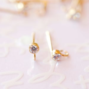 14k Gold Filled 2mm Zirkonia Fassung Ohrstecker Ohrstecker Offene Ring Gold filled Ohrkupplungen Großhandel [Ohrringe 01/06]