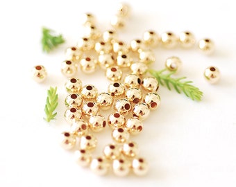 25 pcs Gold Filled 3mm 4mm 5mm Round Beads 1.5mm hole spacer Beads Seamless Round Beads Beaded Bracelet Jewelry Making