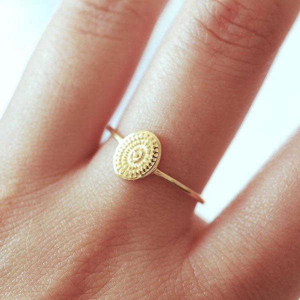 Gold Or Sterling Silver Oval Ring Adjustable Ring Gold Silver Stacking Ring Dainty Ring Statement Ring Spiral Ornate Dot Beaded Ring