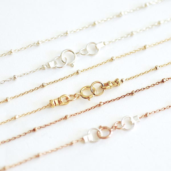 Finished Satellite Chain Necklace- Sterling Silver, 14k Gold Filled, 14k Rose Gold Filled, Dew Drop Necklace,Beaded Necklace,Choker Necklace