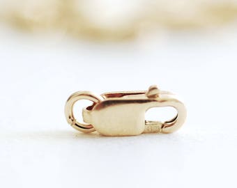 5pcs 8x4mm Lobster Clasp - 14k Rose Gold Filled, Sterling Silver, 14k Gold Filled lobster clasp with attached open ring, 14k gf, 14k rgf