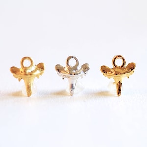 2pcs Tiny Shark Tooth Charm- 22k Gold plated over Sterling Silver, Vermeil Gold Shark Tooth, Small shark teeth, nautical beach charms, 380