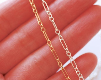 2mm Width Long and Short Gold Filled or Sterling Silver Chain l Wholesale Chain Findings Long and Short Chain l Permanent Jewelry