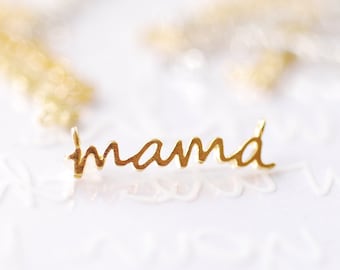 Mama Charm Anhänger Vermeil Gold oder Sterling Silber Mamma Mama Charm Connector Link Halskette Mama Bär Mutterschaft Name Initial Charm 576