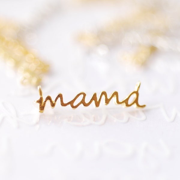 Mama Charm Pendant Vermeil gold or Sterling Silver Mamma Mama Charm Connector Link Necklace momma bear motherhood Name Initial Charm 576