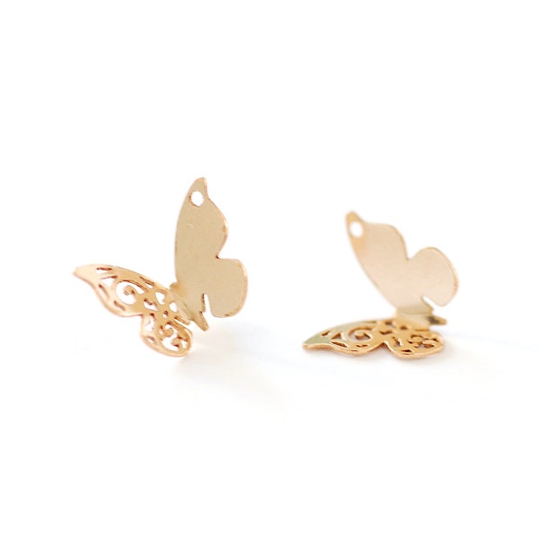 Wholesale Gold Filled Butterly Charm l Gold Filled Butterfly Insect Drop Charm Permanent Jewelry l SEACH37