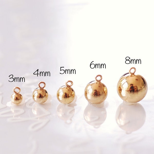 3mm 4mm 5mm 6mm 8mm 14k gold filled Ball Drop Pendant Circle Sphere Round Bead Jewelry Findings Wholesale Bulk Supplies