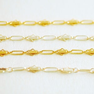 14k Gold Filled Oval Bar Link Chain- Permanent Jewelry Gold Filled Bar Chain Flat Bar Chain, Chain by foot,  fancy chain [ BAR-04-]