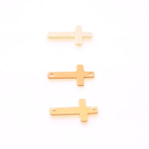 Cross Link Connector Charm 14k Gold Filled Sterling Silver 14k Rose Gold Filled Cross Connector Charm 20ga Sideways Cross RELCH21-23 image 1