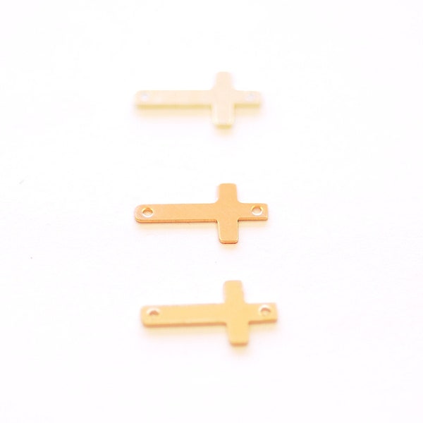 Cross Link Connector Charm - 14k Gold Filled Sterling Silver 14k Rose Gold Filled Cross Connector Charm 20ga Sideways Cross [RELCH21-23]