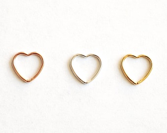 14k gold filled 14k rose gold filled or sterling silver Open Heart Wire Heart connector link spacer Heart Jump Rings 20 gauge wire [GFCH5-7]