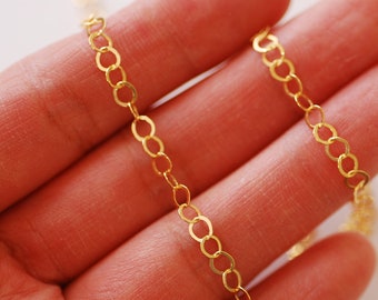 3.5mm Width Flat Round Cable Gold Filled Chain l Wholesale Jewelry Findings Components Chain l Permanent Jewelry Making