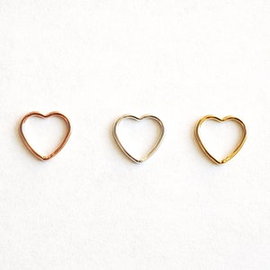 14k gold filled 14k rose gold filled or sterling silver Open Heart Wire Heart connector link spacer Heart Jump Rings 20 gauge wire [GFCH5-7]