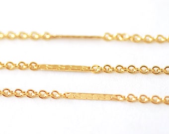 Gold Filled Bar Chain Sold  by foot Jewelry making Gold Filled Sterling Silver Flat Bar Fancy Chain Bulk Chain