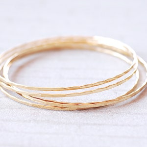 Gold Filled Hammered Bangle Bracelet Thin Simple Everyday Bracelet Jewelry Gold Minimalist Bangle Bracelet 14k Gold Filled Cuff GIFT
