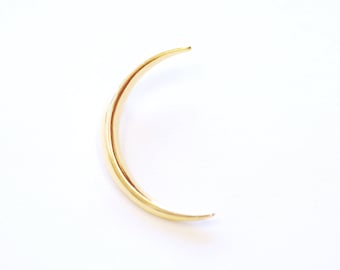 Thin Slender Moon Pendant Charm - Vermeil 18k gold plated 925 sterling silver, Gold or silver Half moon Waning Moon Crescent Moon [543]