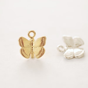 Vermeil Gold or 925 Sterling Silver Butterfly Drop Charm Pendant Wholesale Bulk Necklace Charm Bracelet Charm DIY Jewelry [J353]