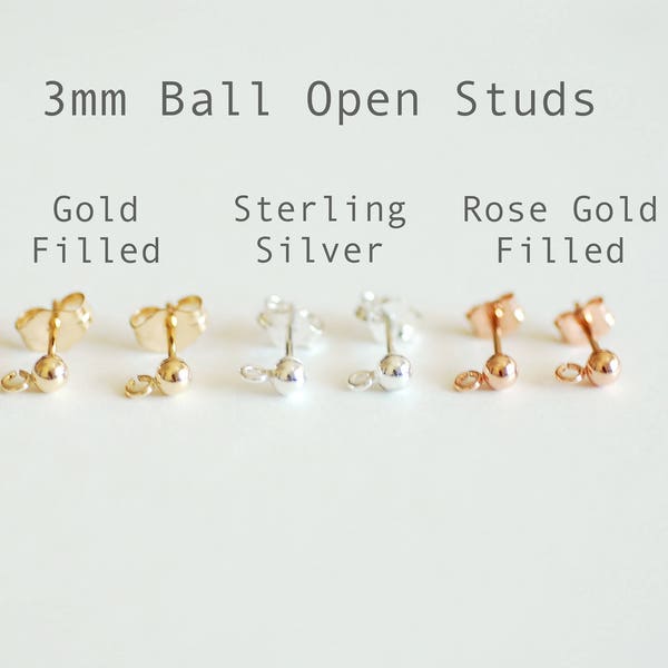 5 pares, 14k oro relleno hallazgos de pendientes, 14Kt oro lleno, oreja Stud / ball Post, bola de 3 mm, anillo de salto, pendientes de relleno de oro, pendientes de relleno de oro