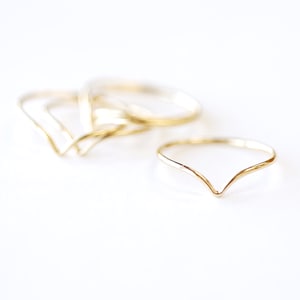 Thin Chevron Stacking Ring - 14k Gold Filled Sterling Silver Chevron Ring, Knuckle Midi ring Dainty Ring Thin Ring Band HarperCrown [22]